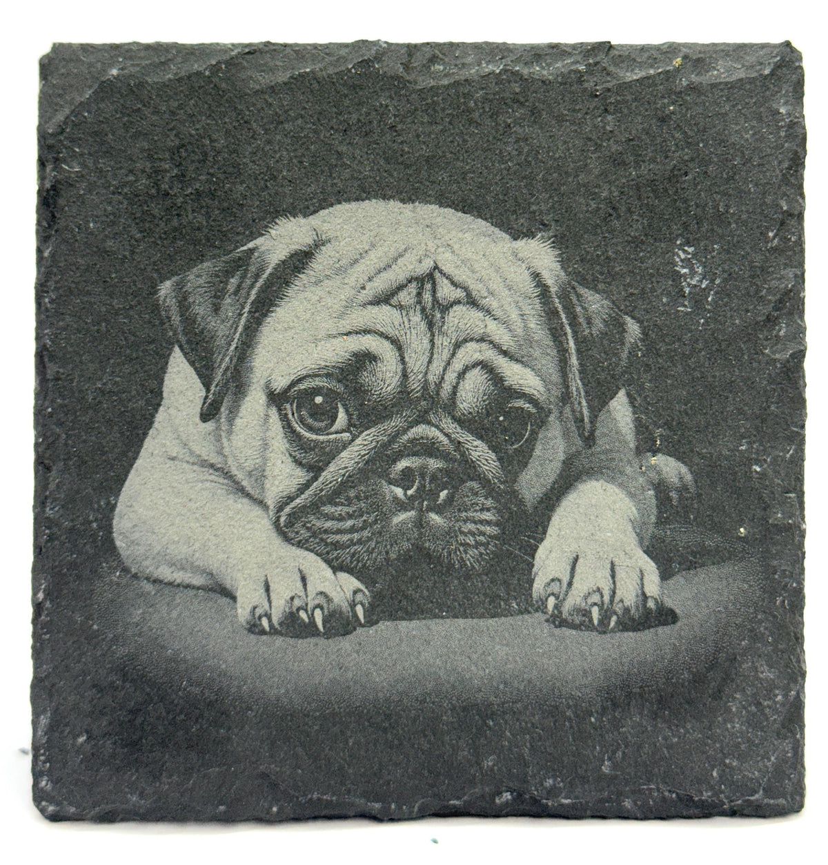 Pug Slate Coasters - Set of 4 Laser Engraved