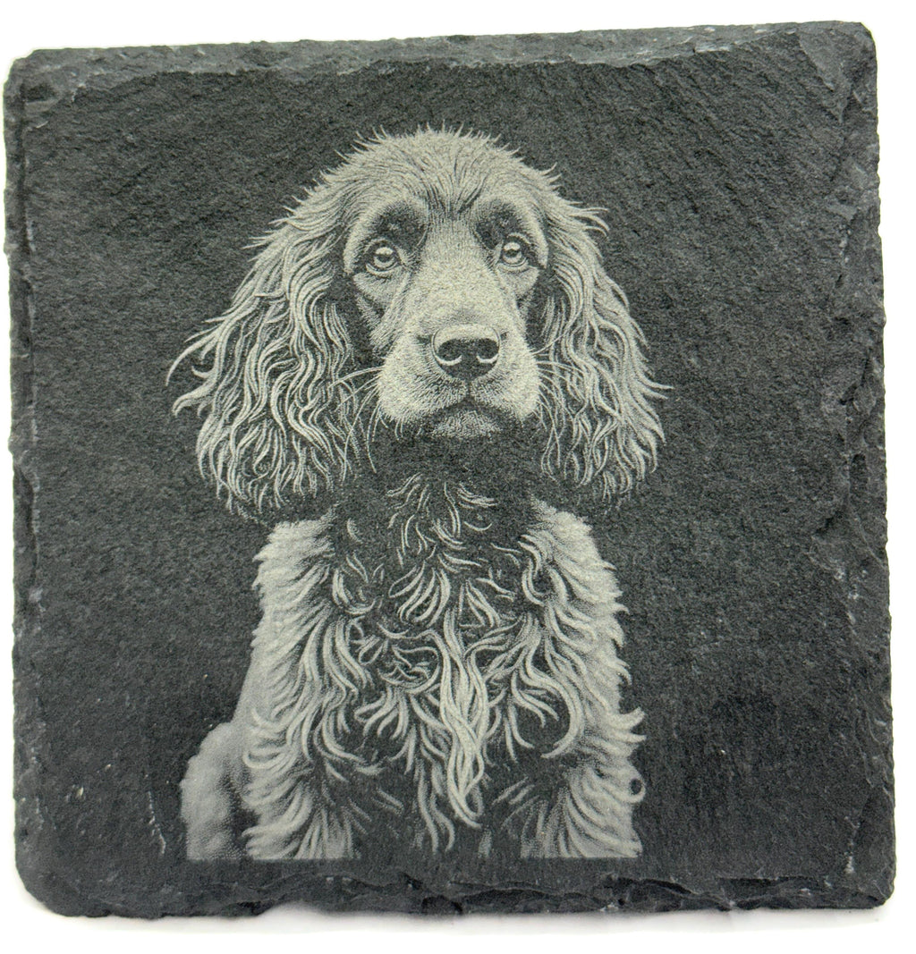 Cocker Spaniel Laser Engraved Slate Coaster Set of 4