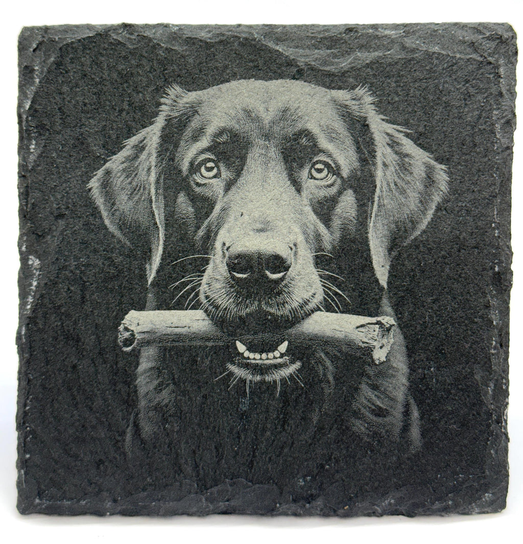 Labrador Retriever Laser Engraved Slate Drink Coaster Set of 4