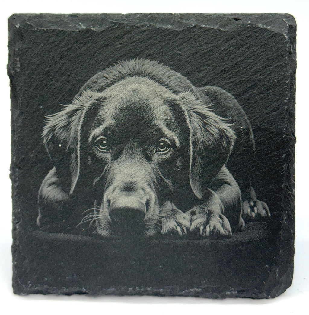 Labrador Retriever Laser Engraved Slate Drink Coaster Set of 4