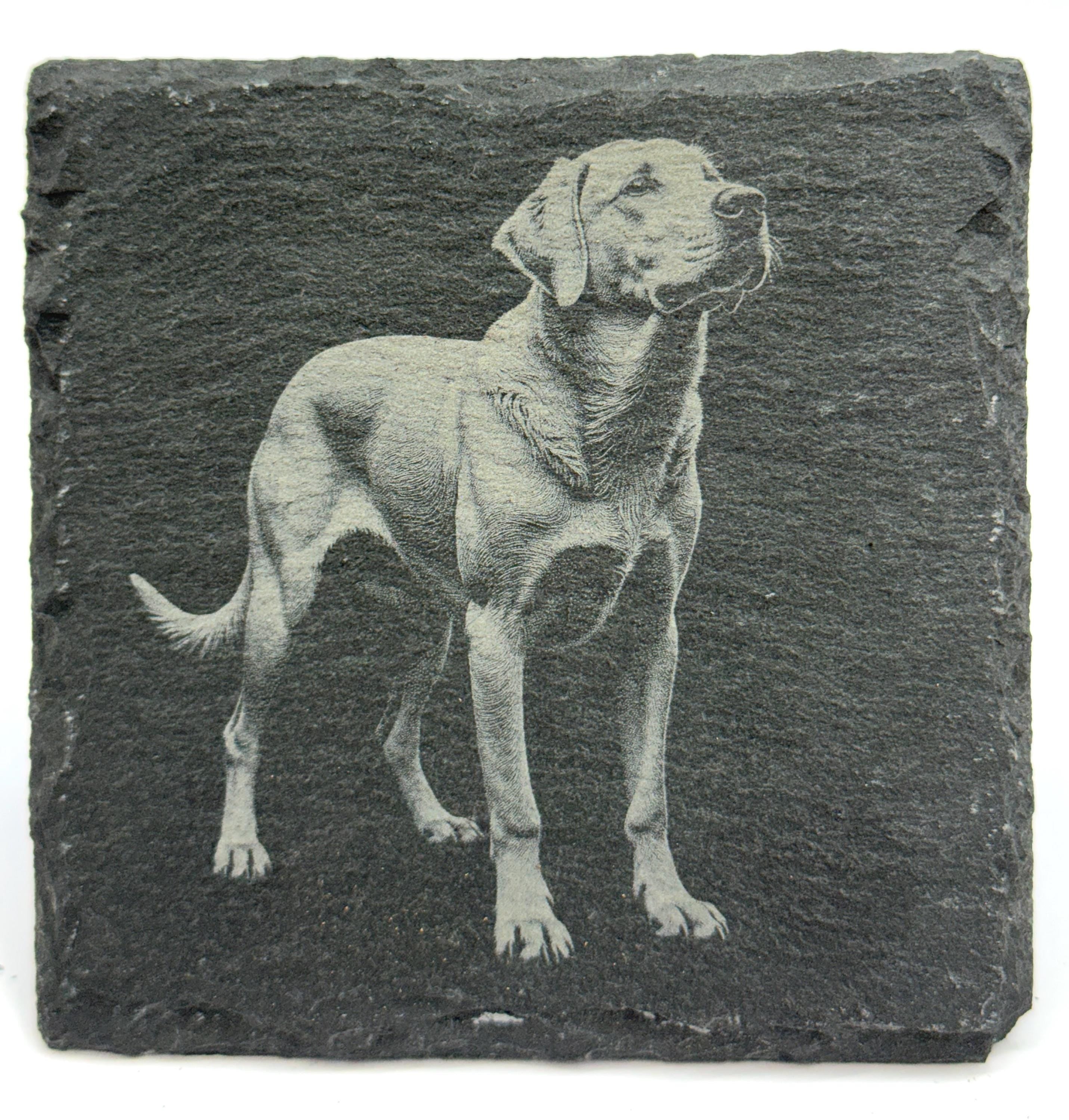 Labrador Retriever Laser Engraved Slate Drink Coaster Set of 4