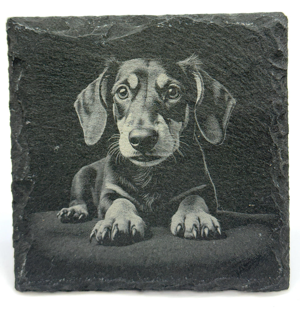 Dachshund Laser Engraved Slate Coaster Set of 4