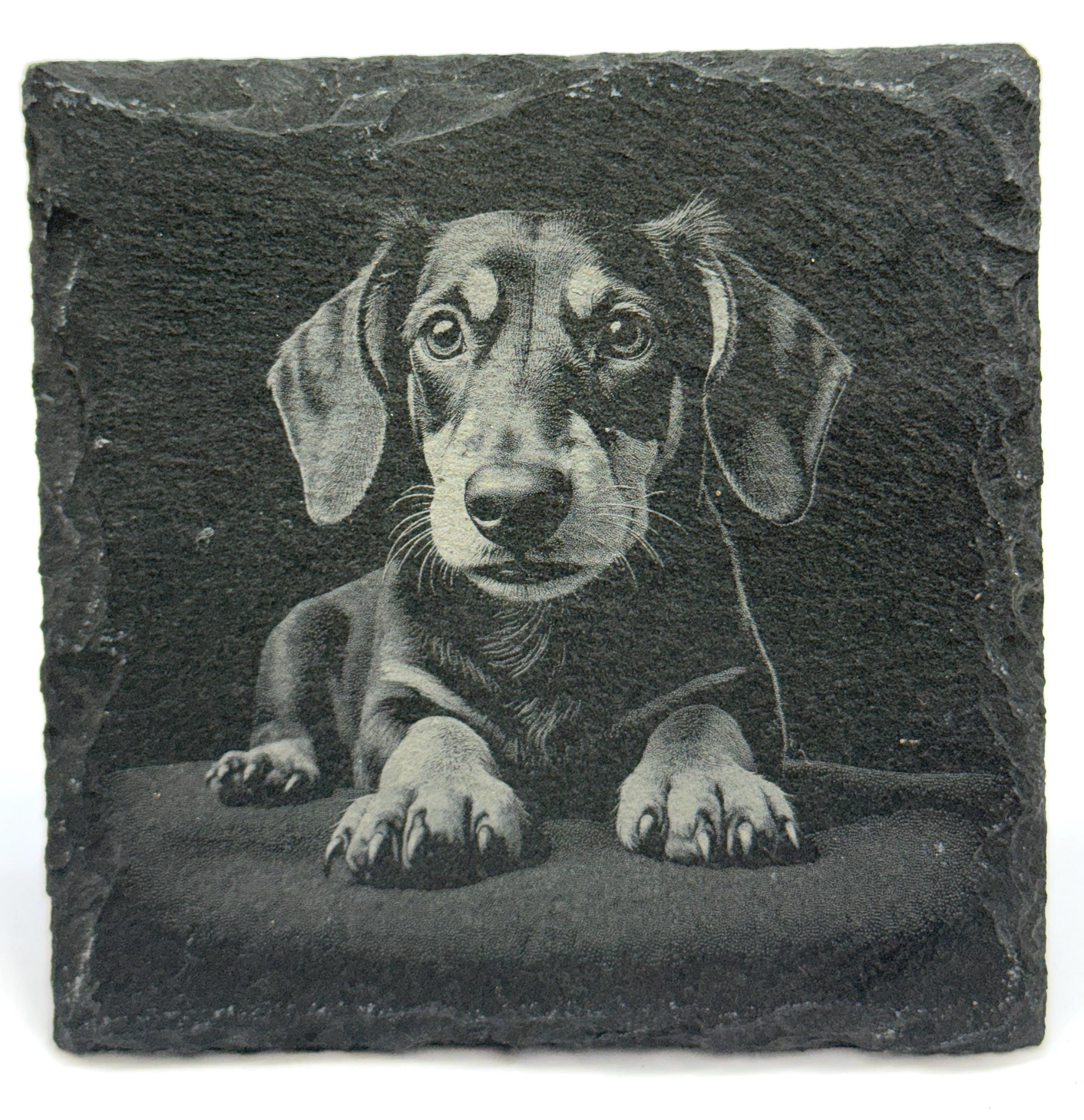 Dachshund Laser Engraved Slate Coaster Set of 4
