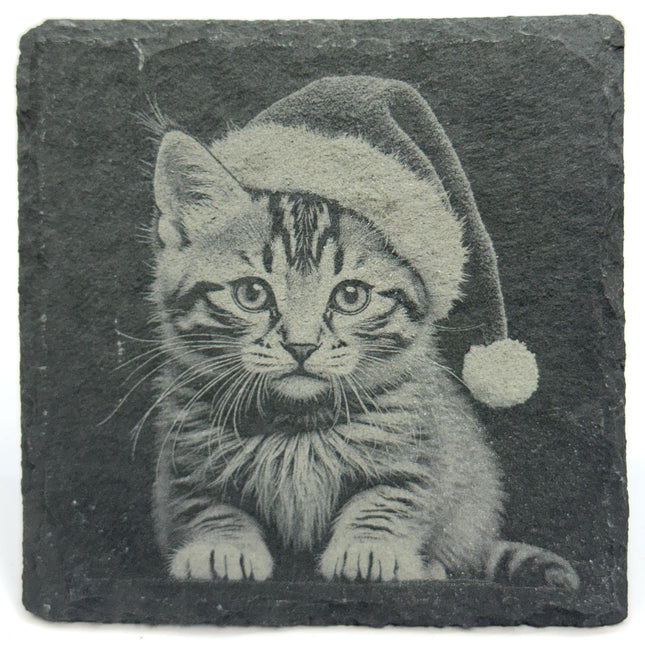 Holiday Animals Laser Engraved Slate Coaster Set of 4
