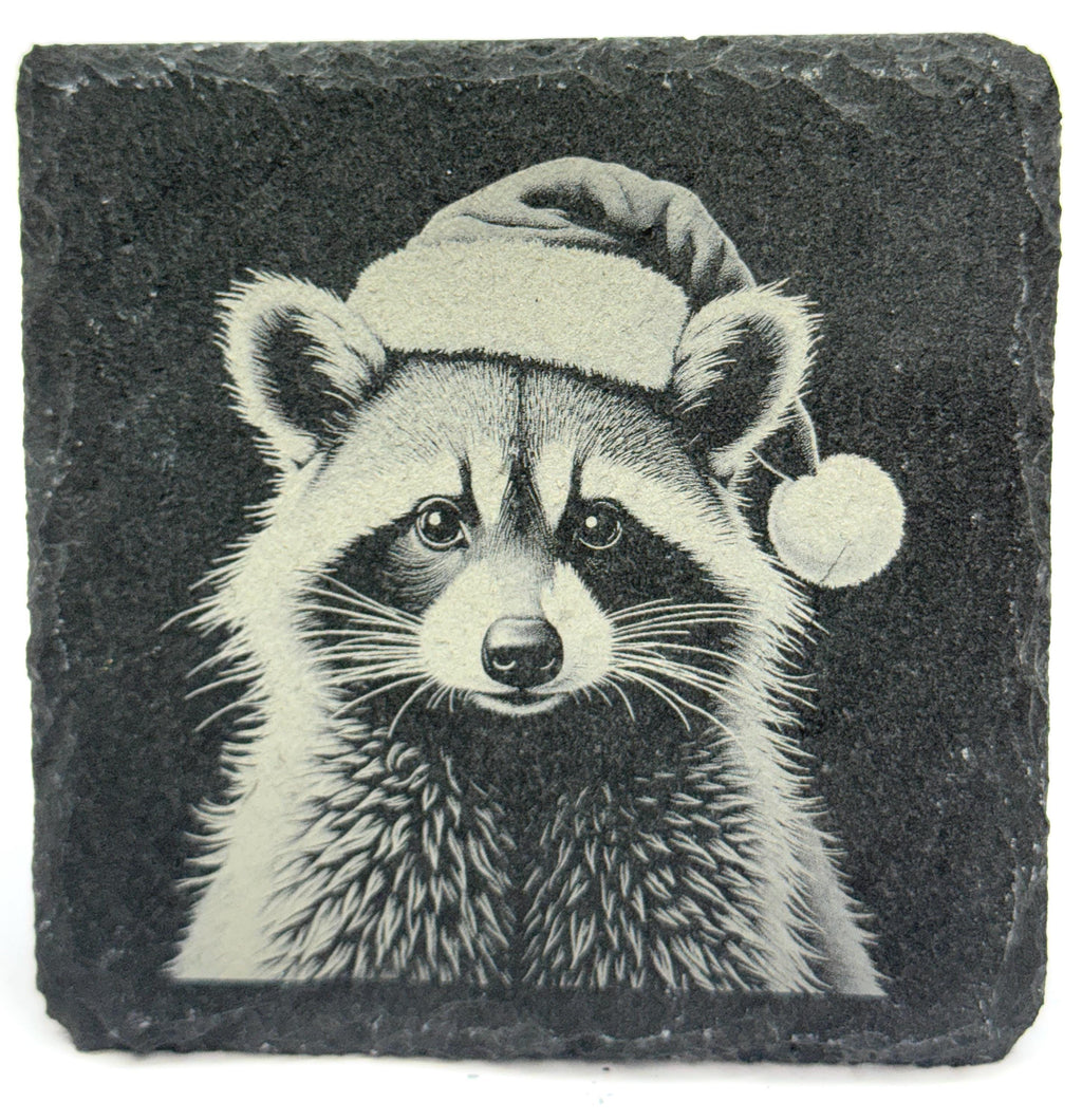 Holiday Animals Laser Engraved Slate Coaster Set of 4