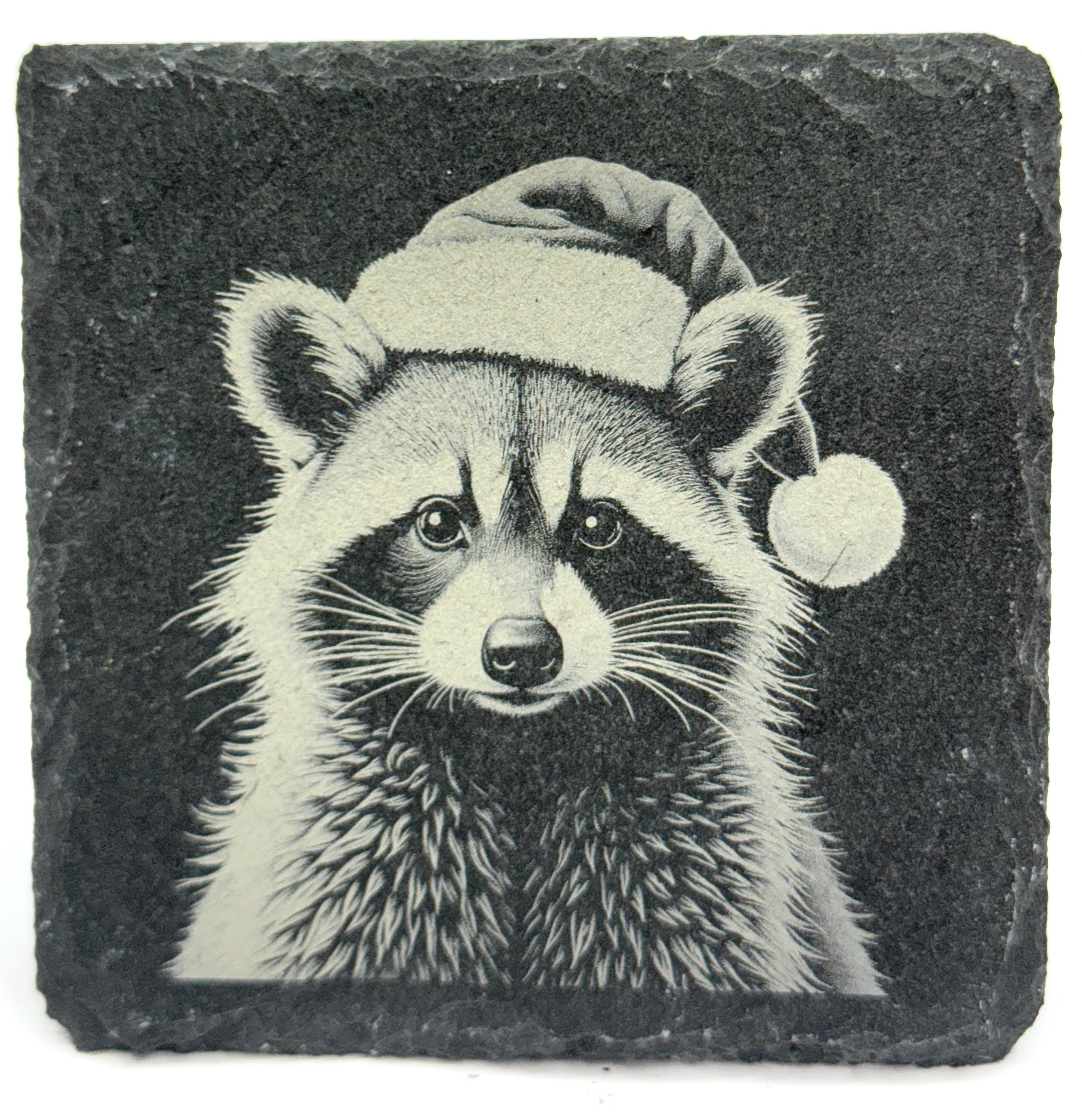 Holiday Animals Laser Engraved Slate Coaster Set of 4