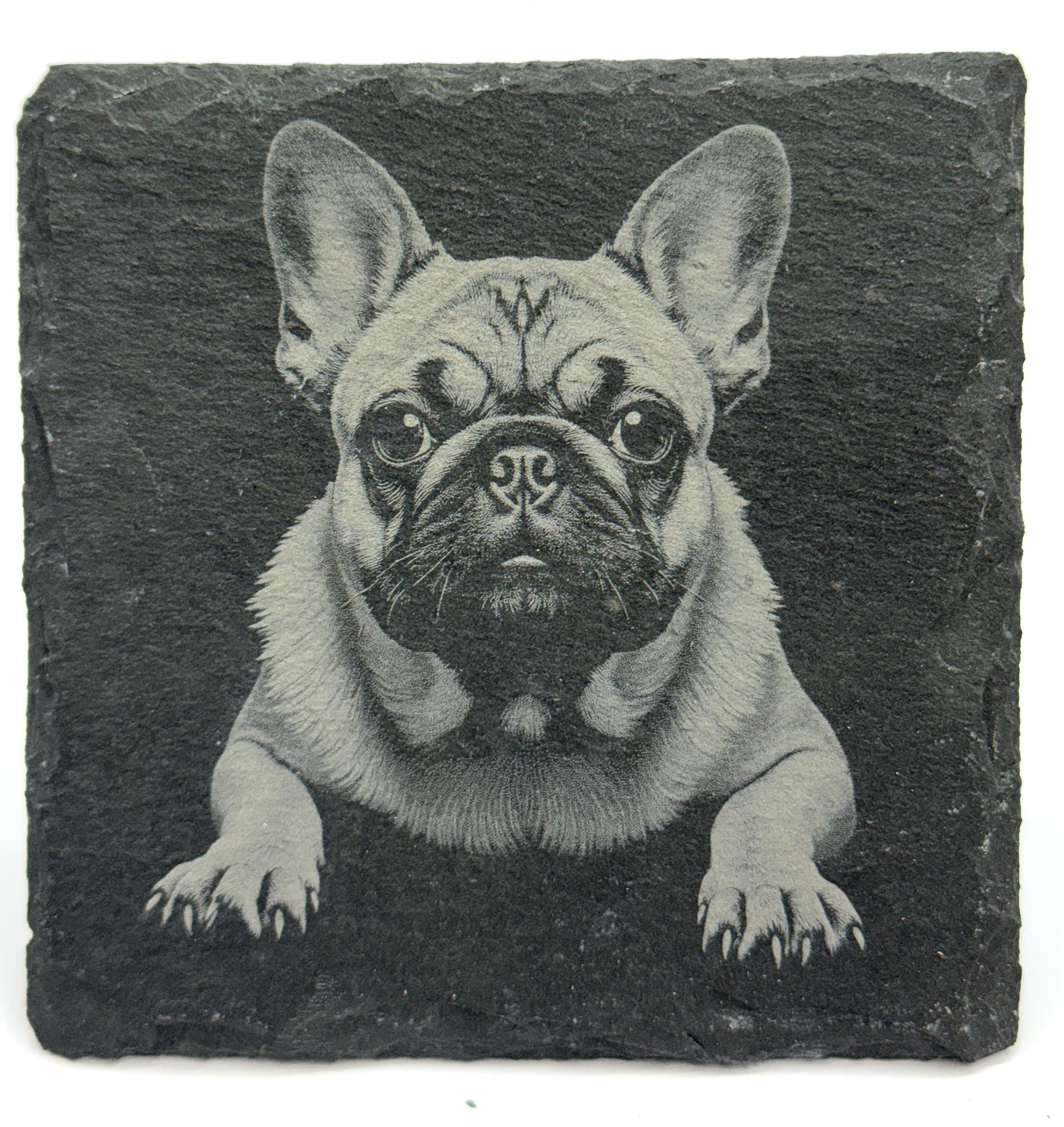 Pug Slate Coasters - Set of 4 Laser Engraved