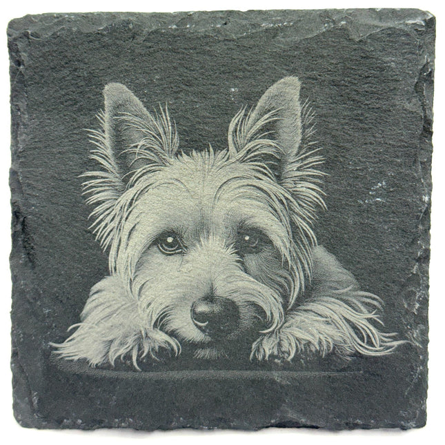 Yorkshire Terrier Engraved Slate Coaster Set of 4