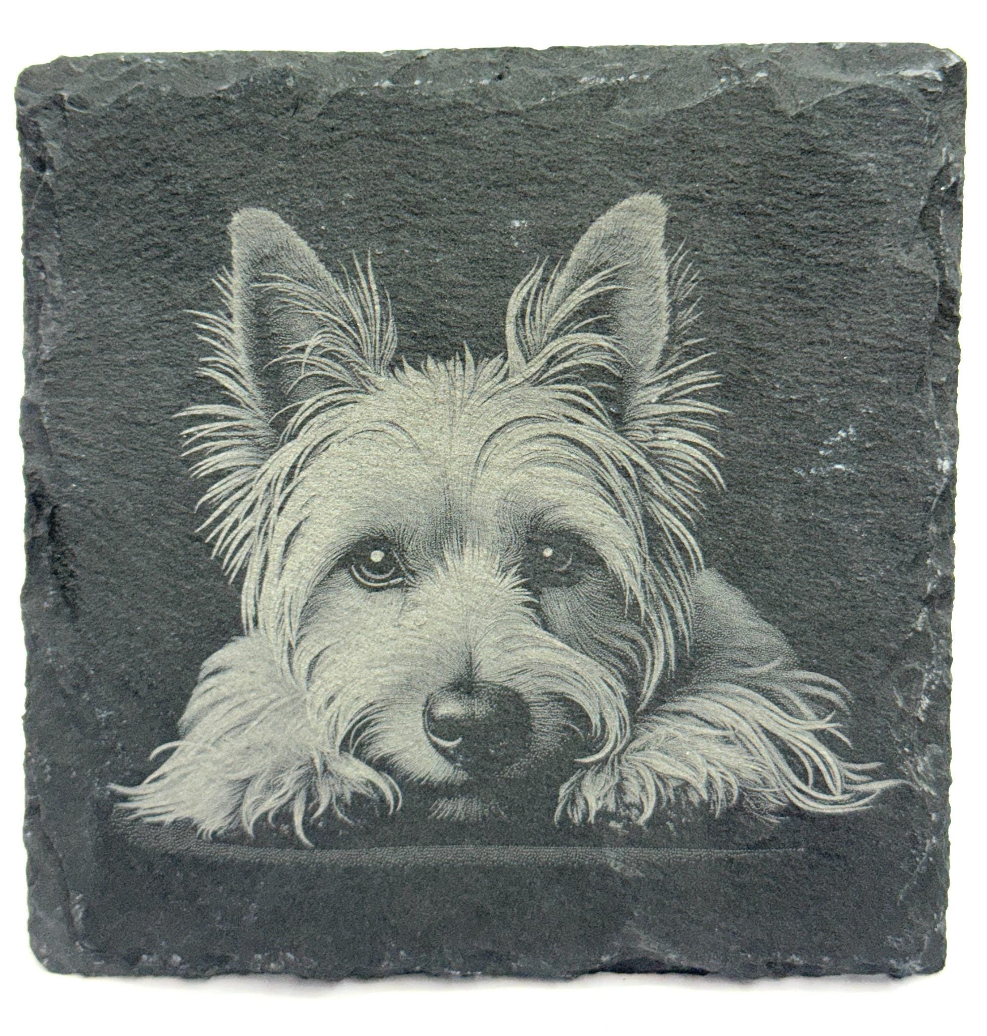 Yorkshire Terrier Engraved Slate Coaster Set of 4