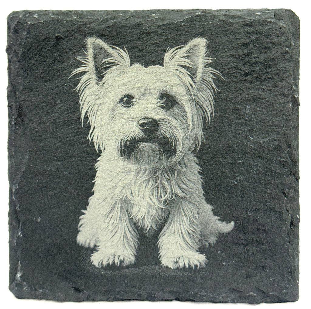 Yorkshire Terrier Engraved Slate Coaster Set of 4