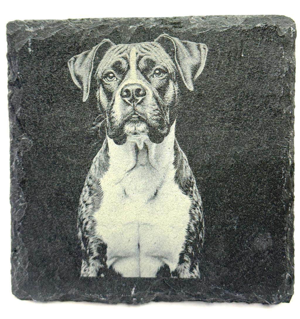Boxer set of 4 Slate Laser Engraved Drink Coasters