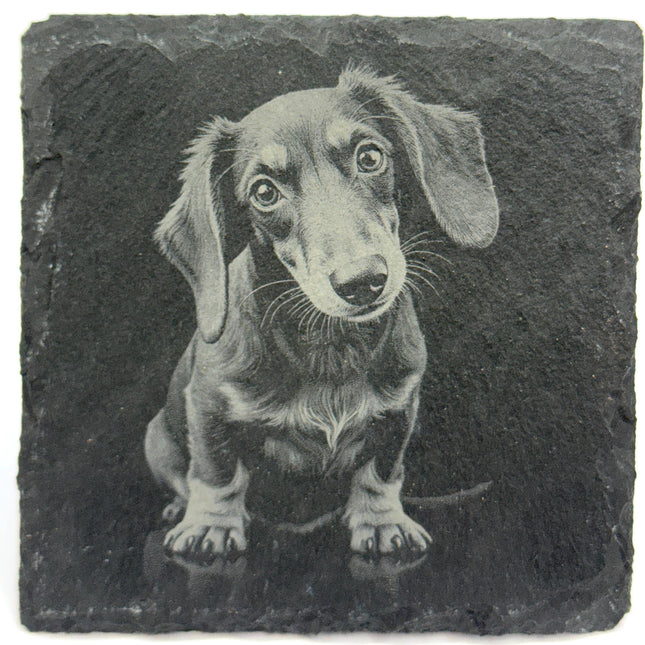 Dachshund Laser Engraved Slate Coaster Set of 4