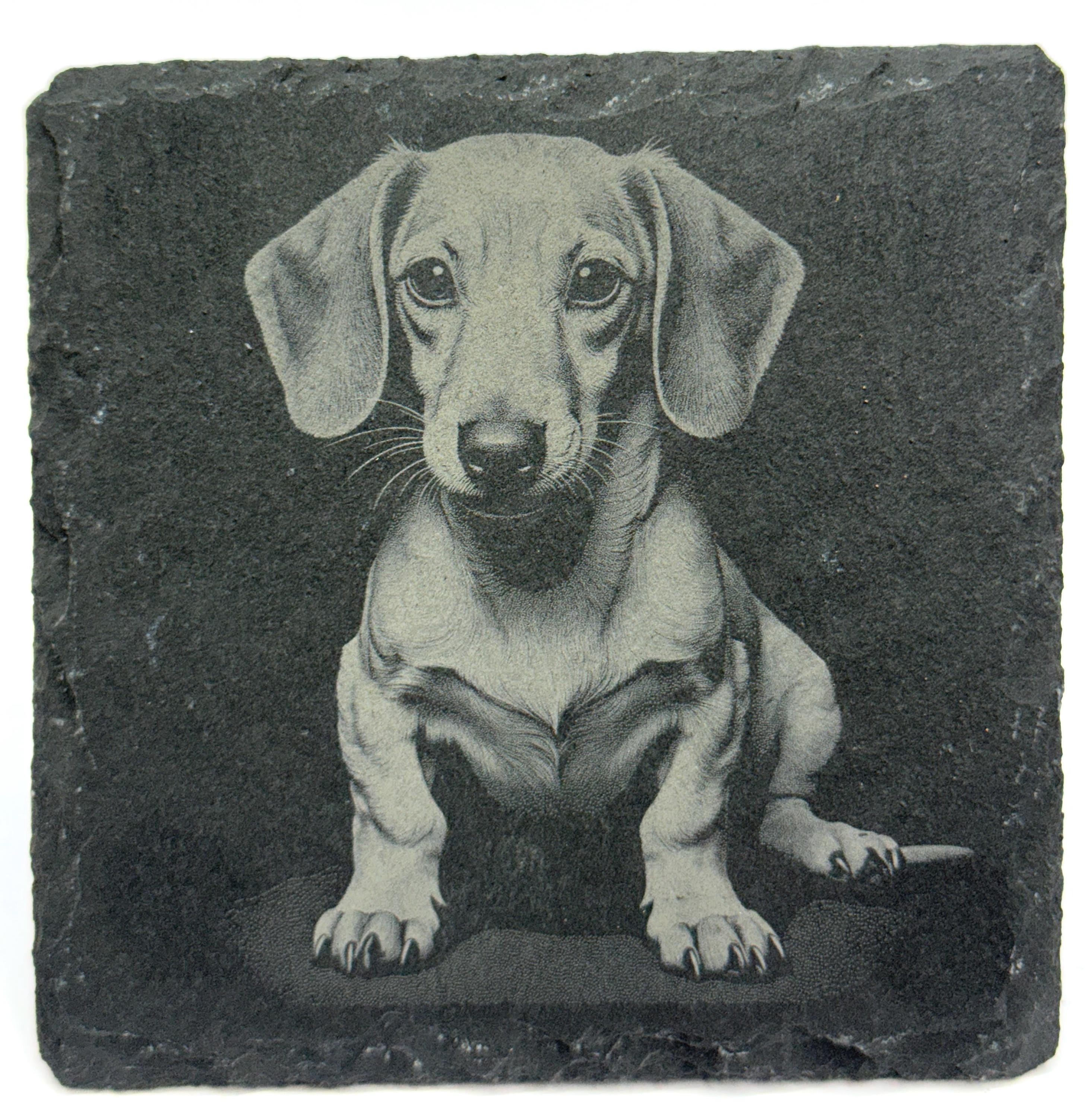 Dachshund Laser Engraved Slate Coaster Set of 4