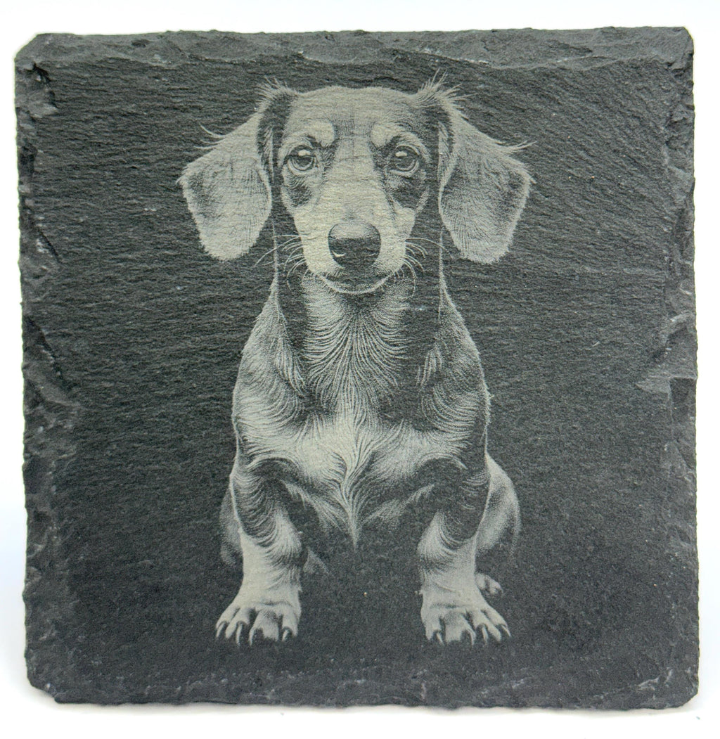 Dachshund Laser Engraved Slate Coaster Set of 4