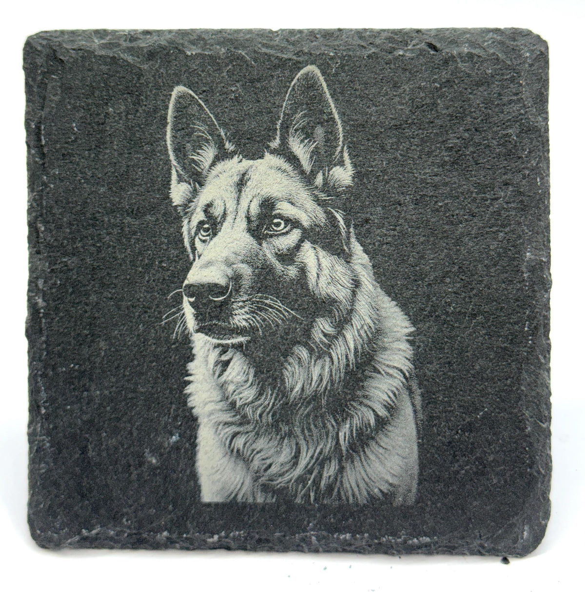 German Shepherd Laser Engraved Slate Coaster Set of 4