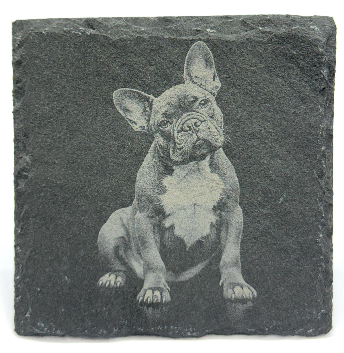 English Bulldog Laser Engraved Slate Coaster Set of 4