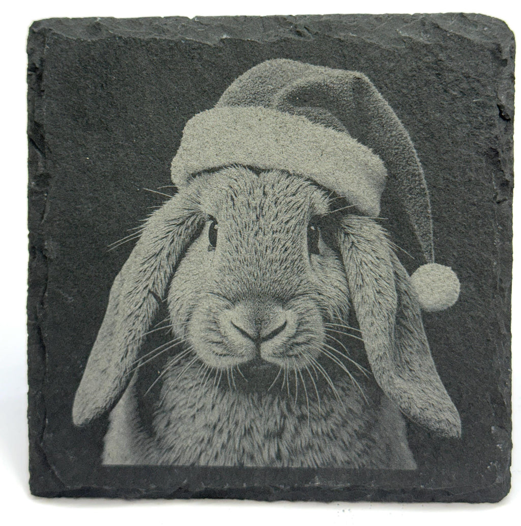 Holiday Animals Laser Engraved Slate Coaster Set of 4