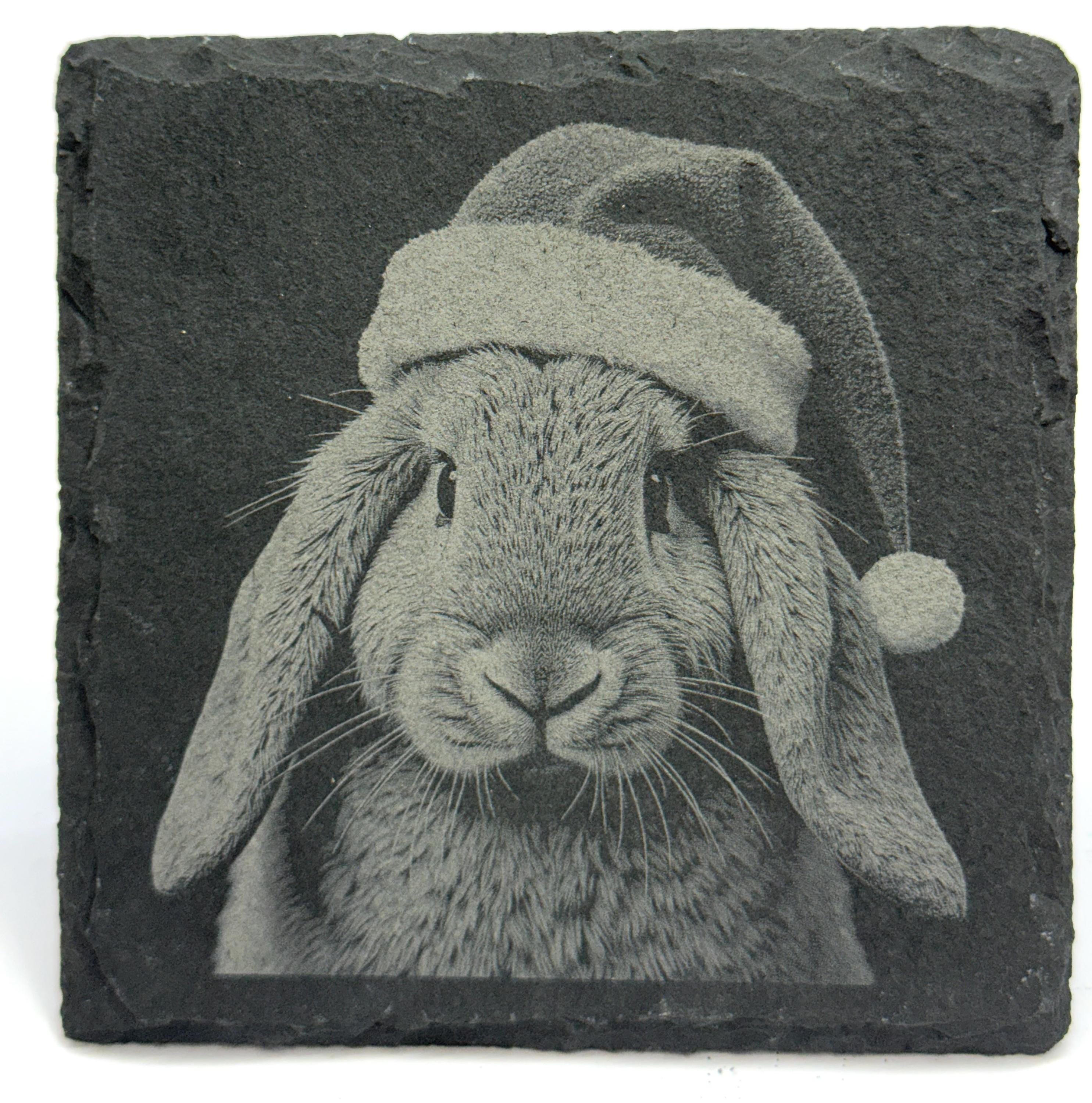 Holiday Animals Laser Engraved Slate Coaster Set of 4