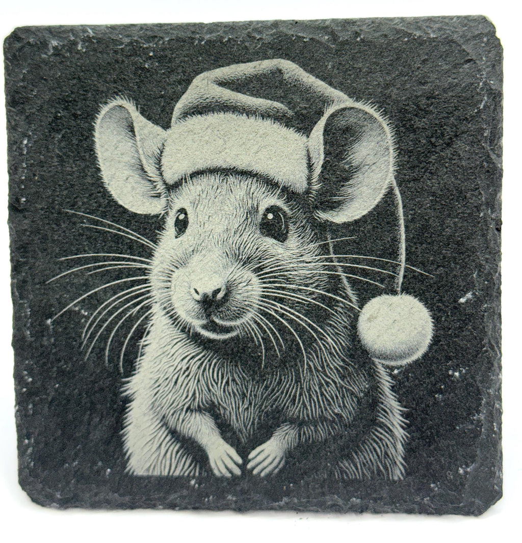 Holiday Animals Laser Engraved Slate Coaster Set of 4
