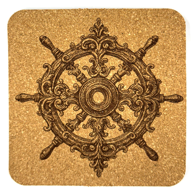 Nautical Maritime Set of 4 Laser Engraved Cork Drink Coasters