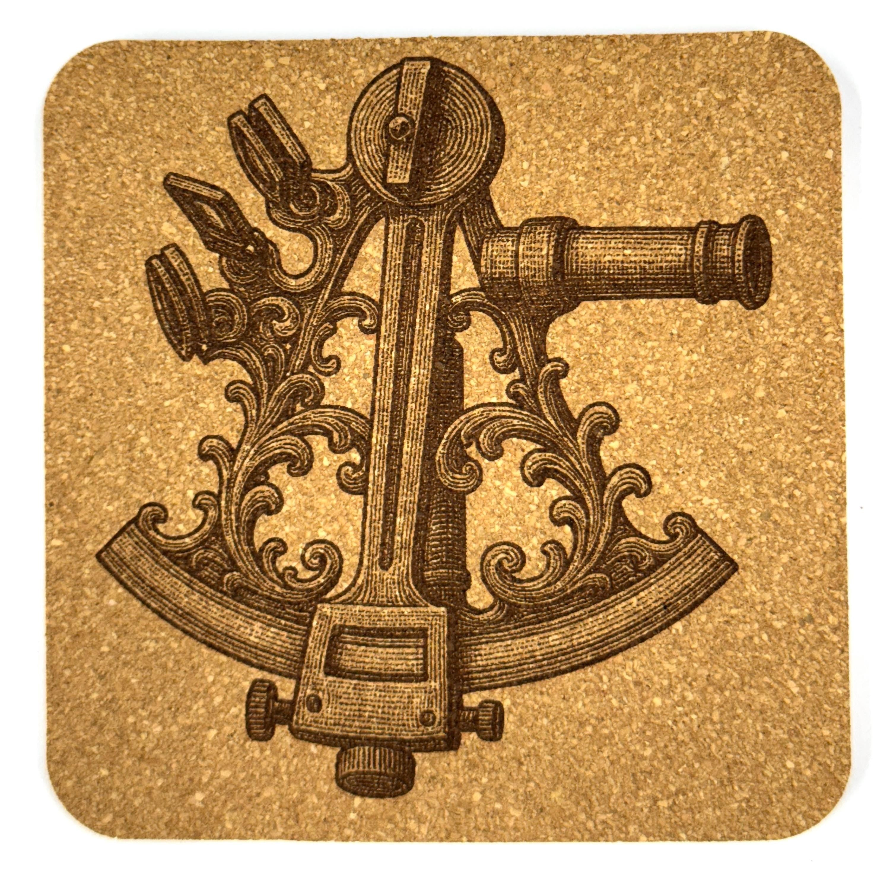 Nautical Maritime Set of 4 Laser Engraved Cork Drink Coasters