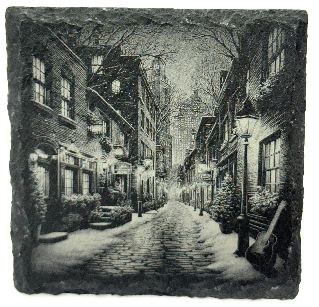 Urban Winter Nights – Engraved Slate Coaster Set of 4