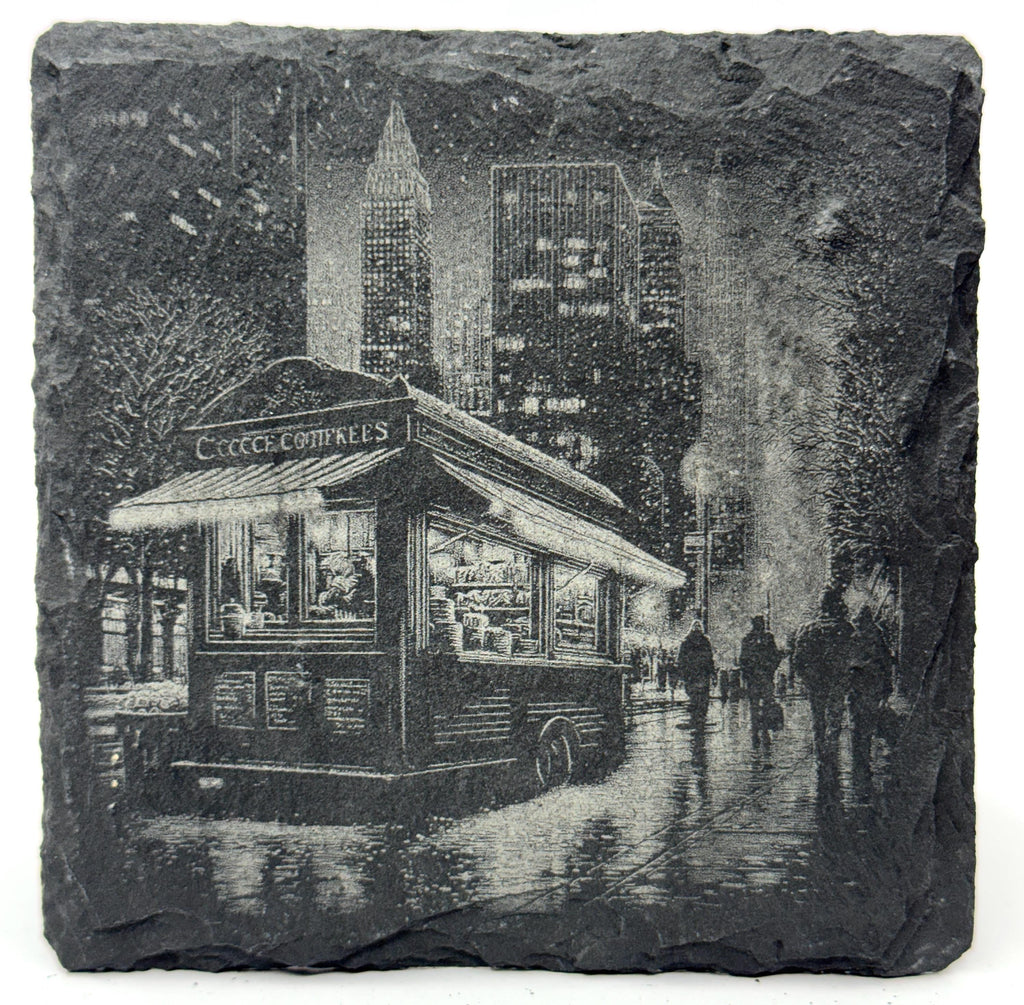 Urban Winter Nights – Engraved Slate Coaster Set of 4