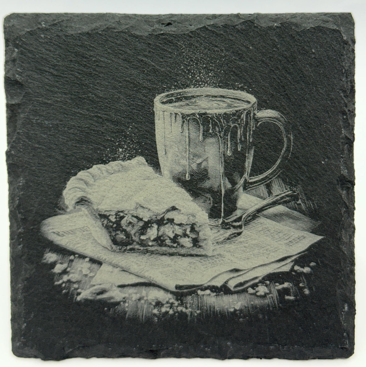 Cozy Coffee Scene Slate Coasters – Set of 4 Caffeine Lover Gift
