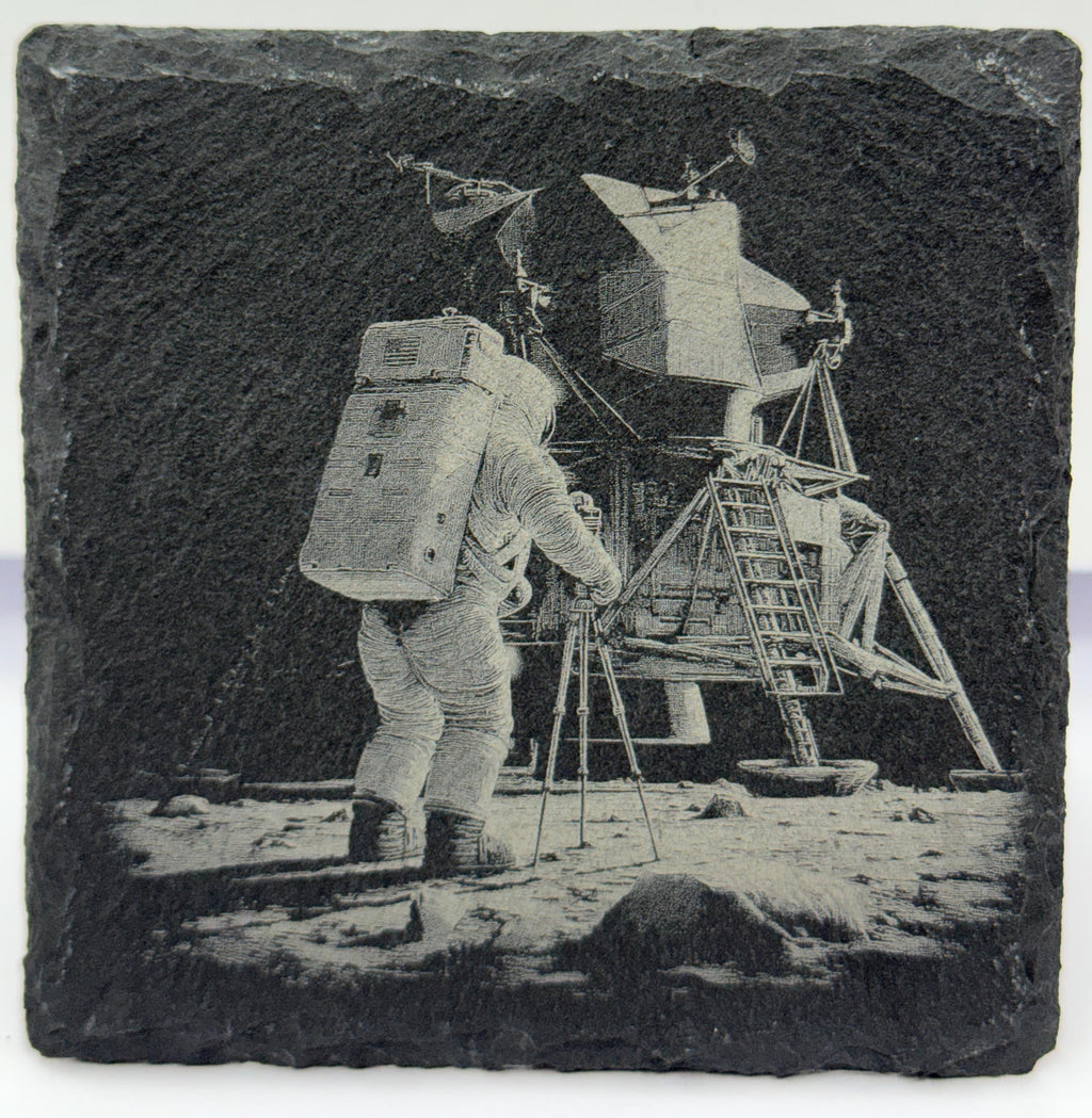 Astronaut Slate Coaster Set – Engraved Space Exploration Art