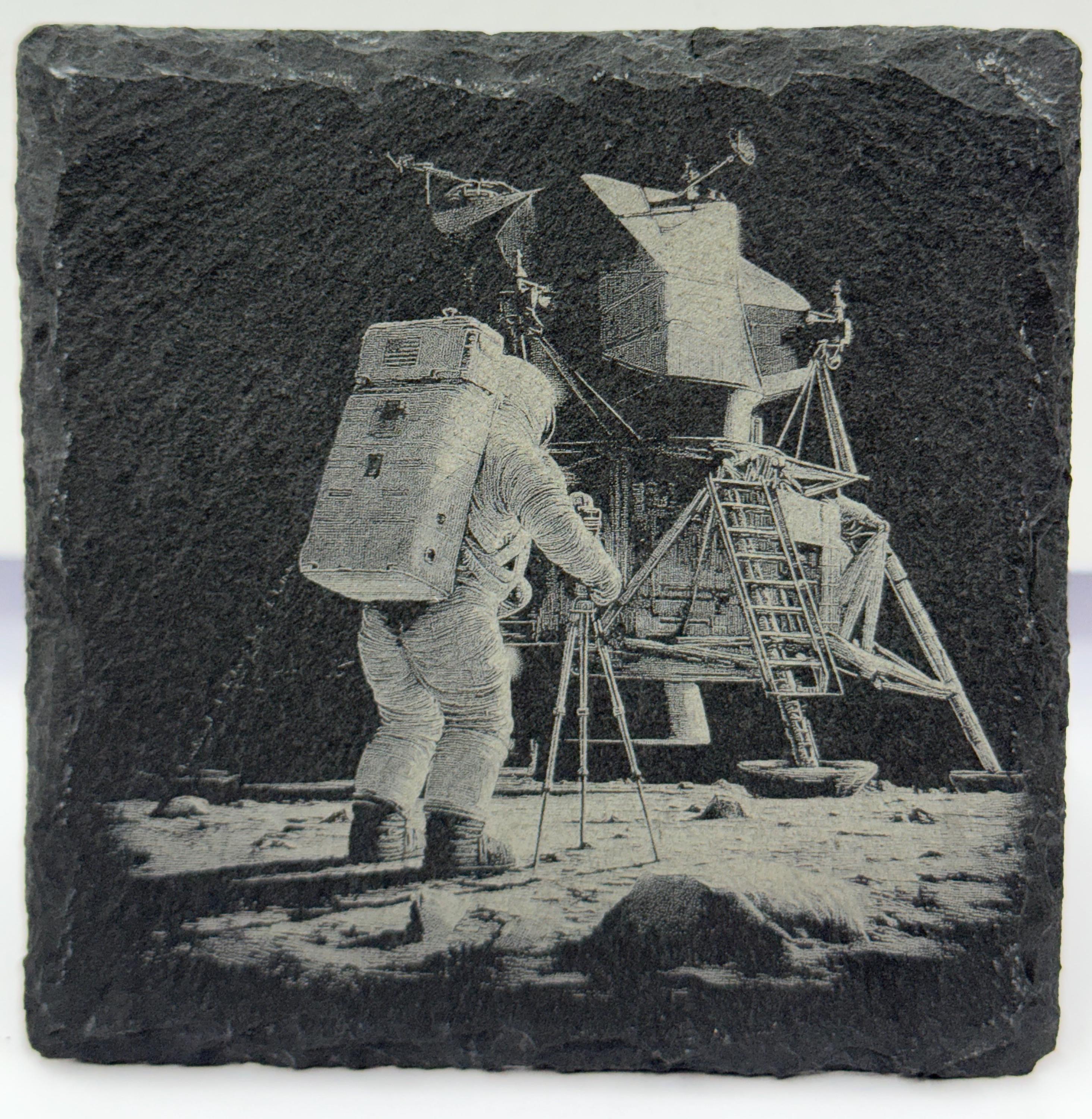 Astronaut Slate Coaster Set – Engraved Space Exploration Art