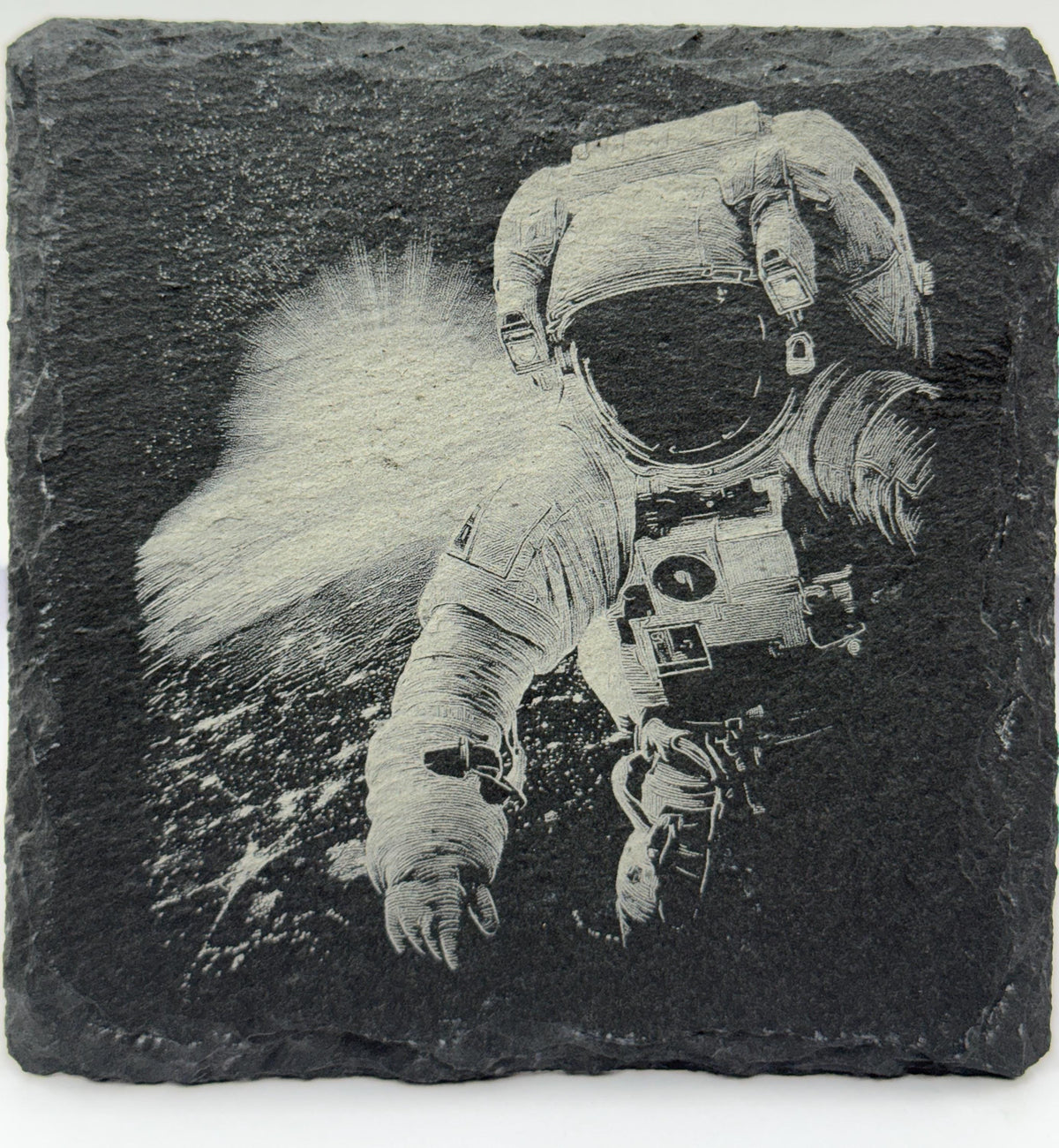 Astronaut Slate Coaster Set – Engraved Space Exploration Art