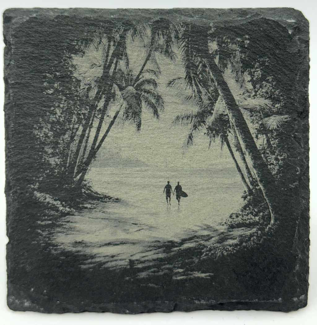 Beach Scene Slate Coaster Set – Relaxing Coastal Décor, Beach Lover Gift