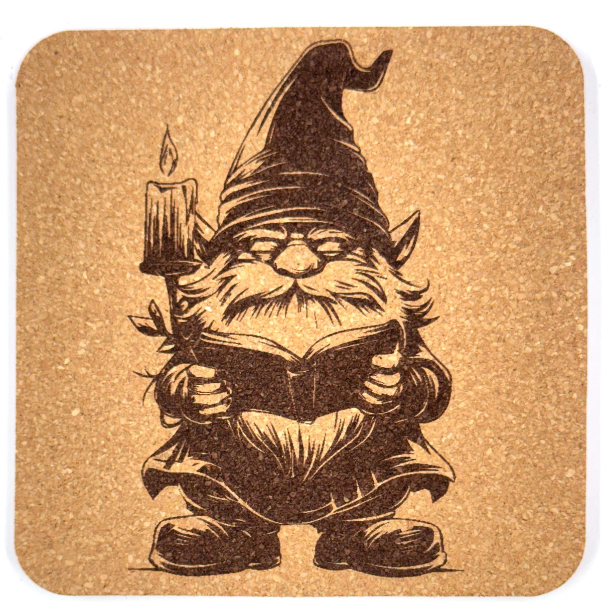 Gnome Coaster Set (4-Pack) – Whimsical Engraved Designs Inspired by Forest Folklore