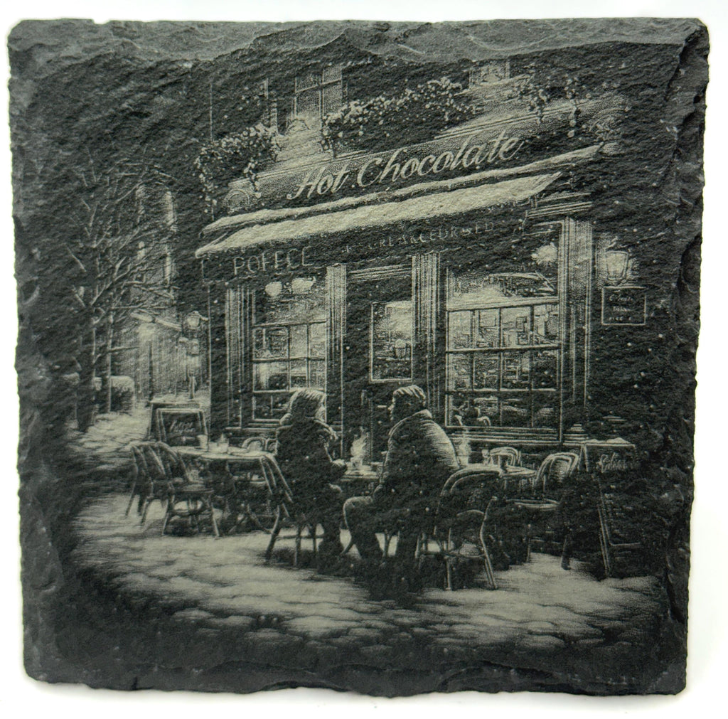 Urban Winter Nights – Engraved Slate Coaster Set of 4