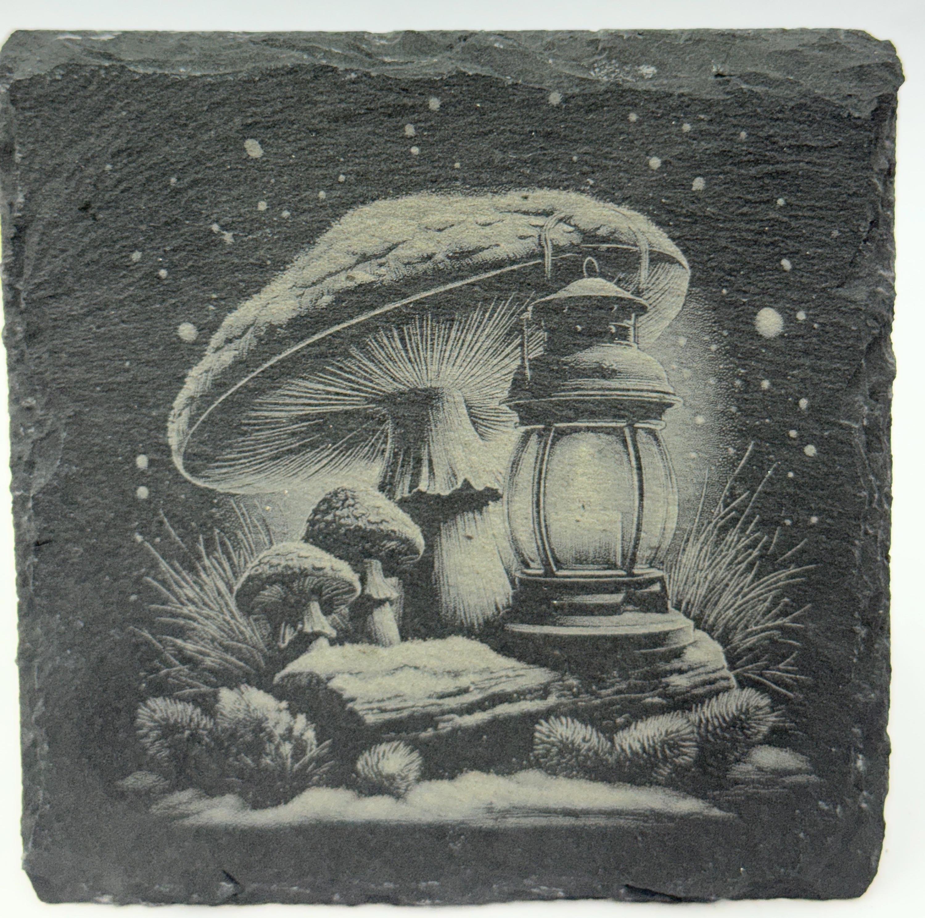 Enchanted Mushroom Forest Slate Coaster Set – Fairy Woodland Fantasy Art (4 Pack)