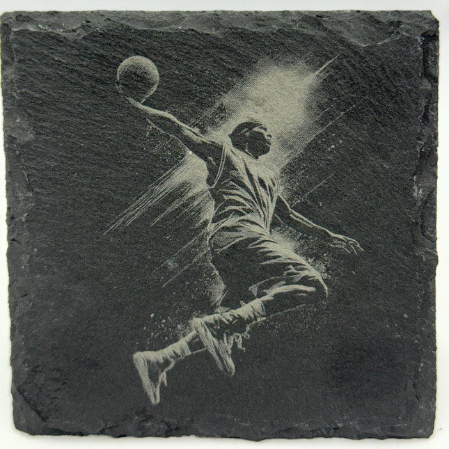 Basketball Slate Coaster Set – Engraved Action Player Designs (4 Pack)