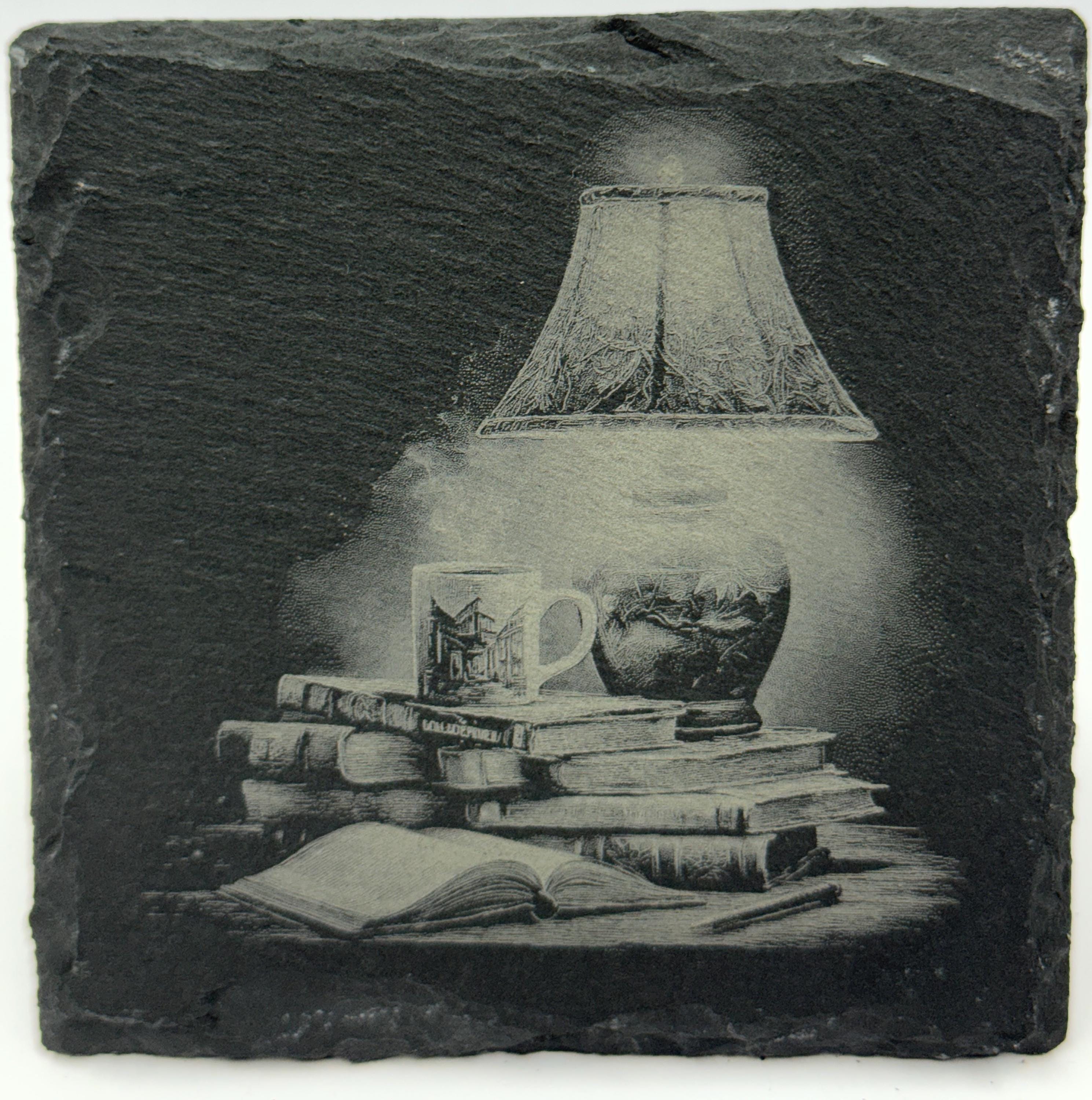 Cozy Coffee Scene Slate Coasters – Set of 4 Caffeine Lover Gift