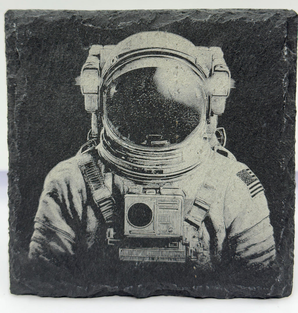 Astronaut Slate Coaster Set – Engraved Space Exploration Art