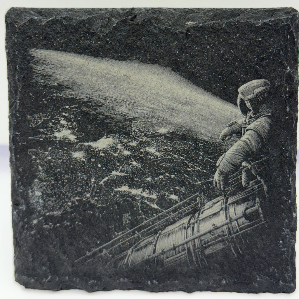 Astronaut Slate Coaster Set – Engraved Space Exploration Art