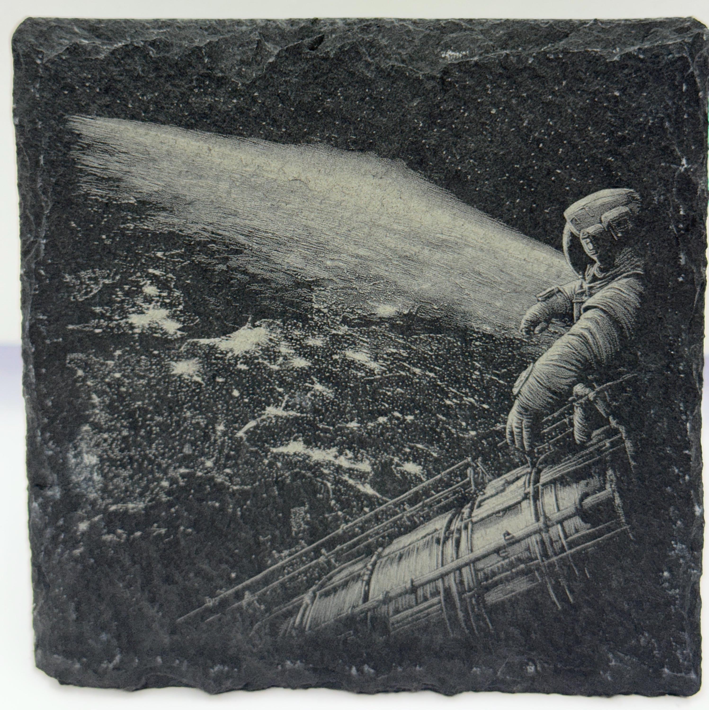 Astronaut Slate Coaster Set – Engraved Space Exploration Art