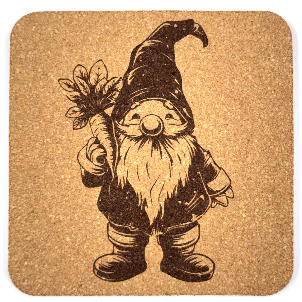 Gnome Coaster Set (4-Pack) – Whimsical Engraved Designs Inspired by Forest Folklore