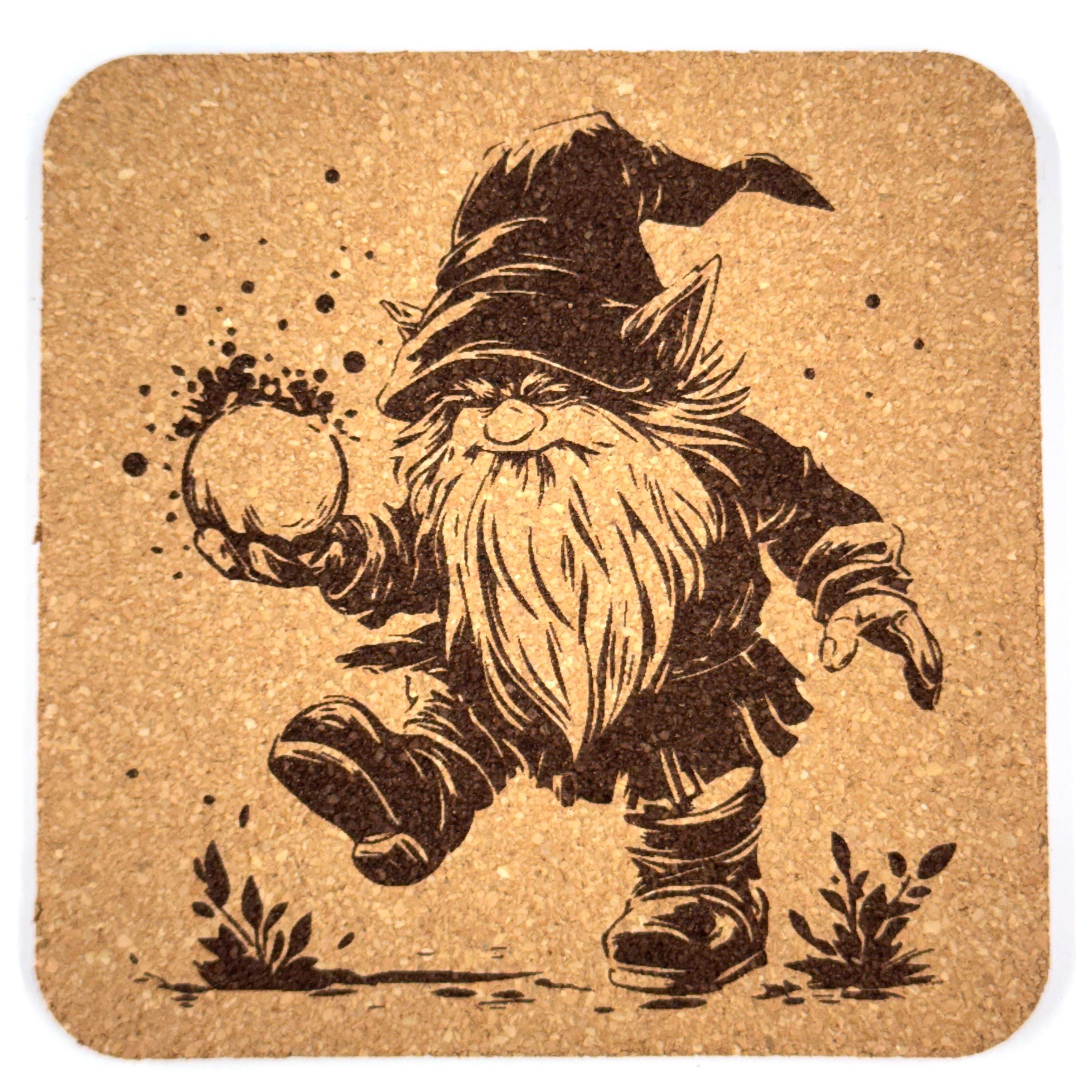 Gnome Coasters Set (4-Pack) – Whimsical Engraved Scenes Inspired by Woodland Folklore