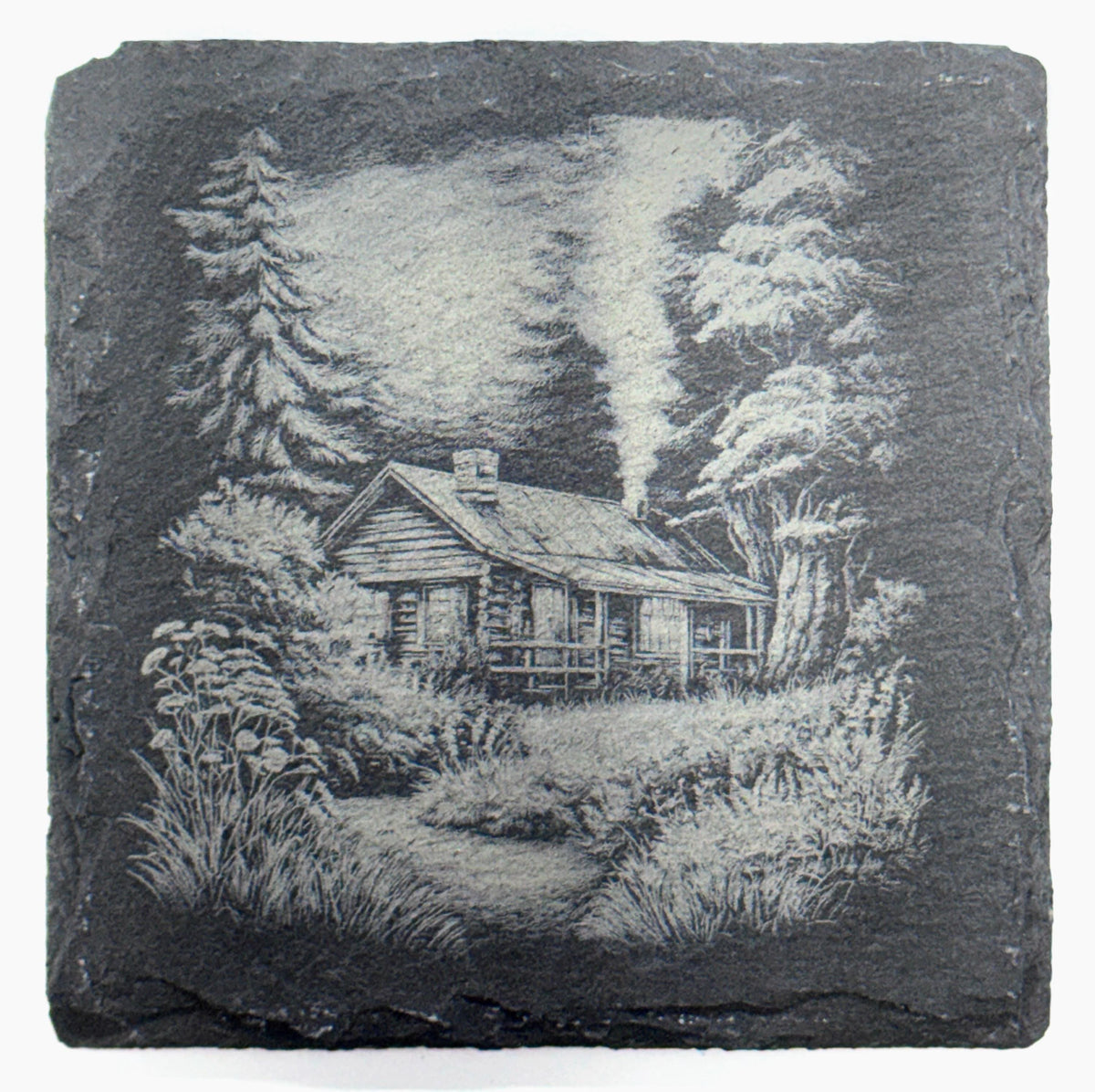 Woodland Forest Path Set of 4 Laser Engraved Nature Themed Slate Coasters