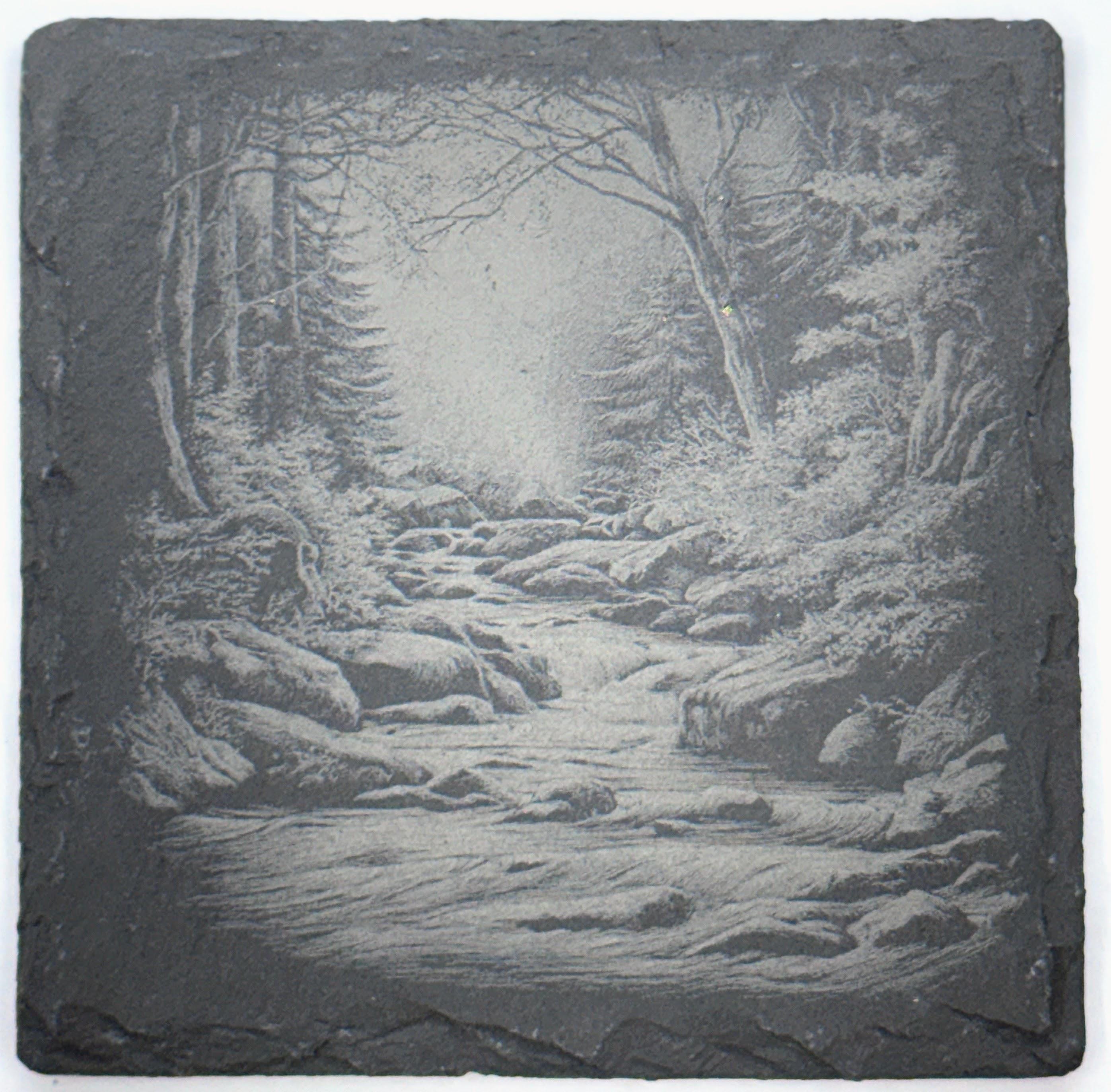 Woodland Forest Path Set of 4 Laser Engraved Nature Themed Slate Coasters