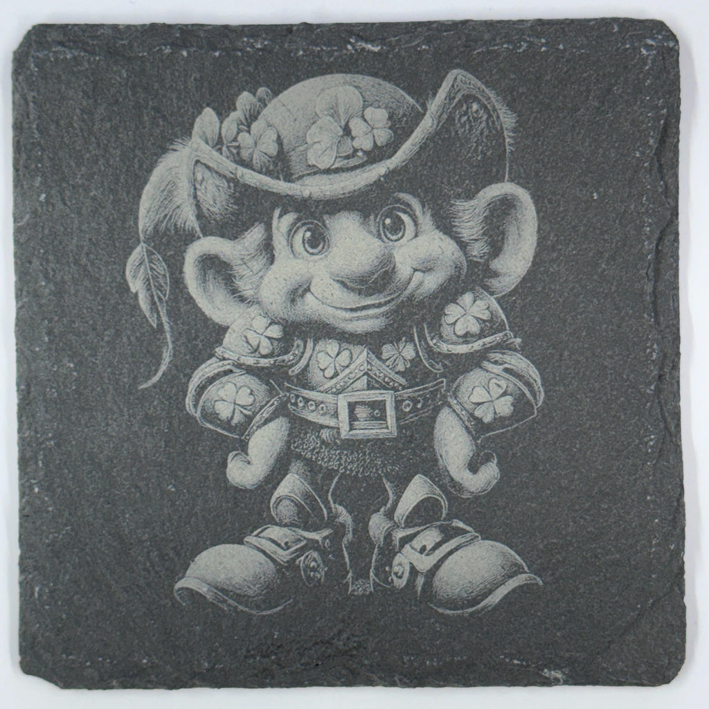 Happy Leprechaun Slate Coasters Set – St. Patrick’s Day Decor – Cute Irish Drink Coasters (4 Pack)