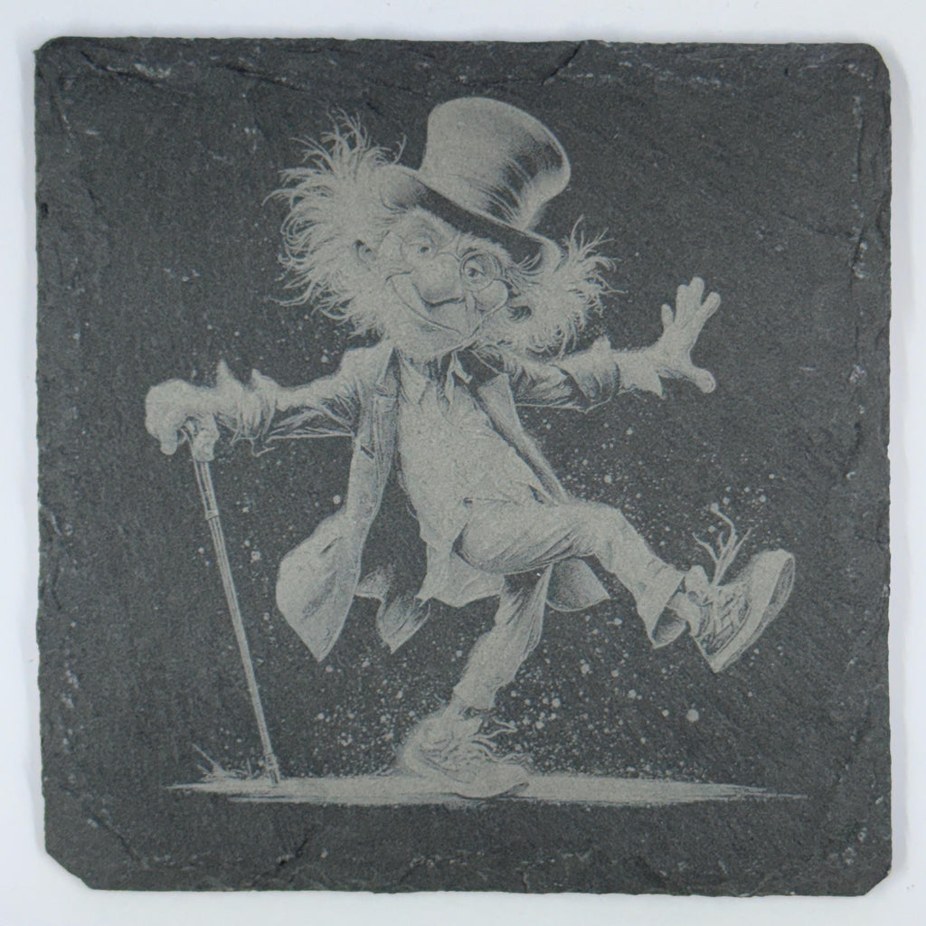 Whimsical Character Slate Coasters Set – Vintage Storybook Style Art – Charming Drink Coasters (4 Pack)