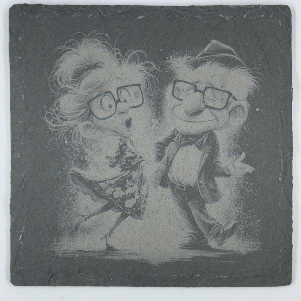 Whimsical Character Slate Coasters Set – Vintage Storybook Style Art – Charming Drink Coasters (4 Pack)