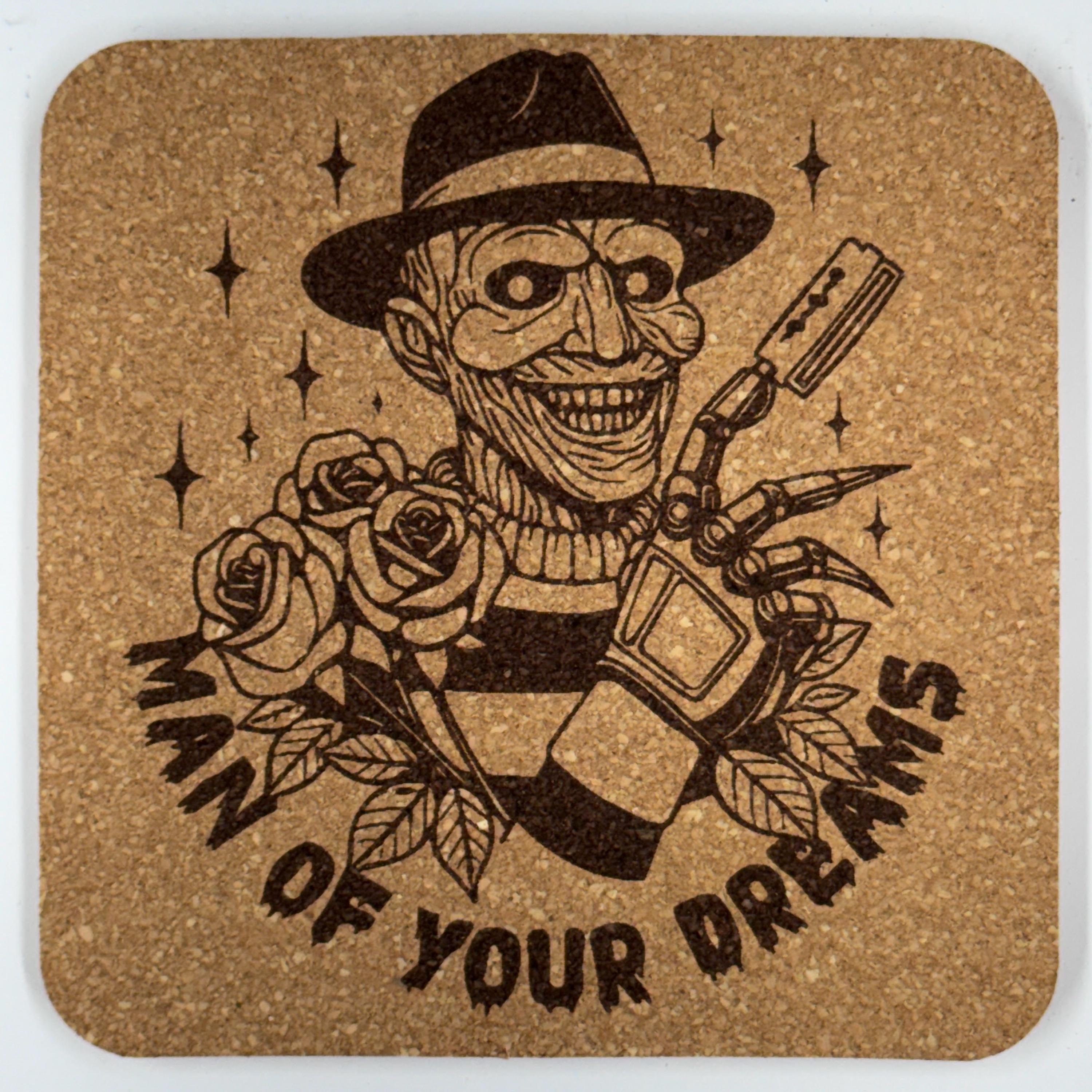 Funny Horror Valentine Coasters Set – Twisted Love Cork Coasters – Dark Valentine’s Day Decor (4 Pack)