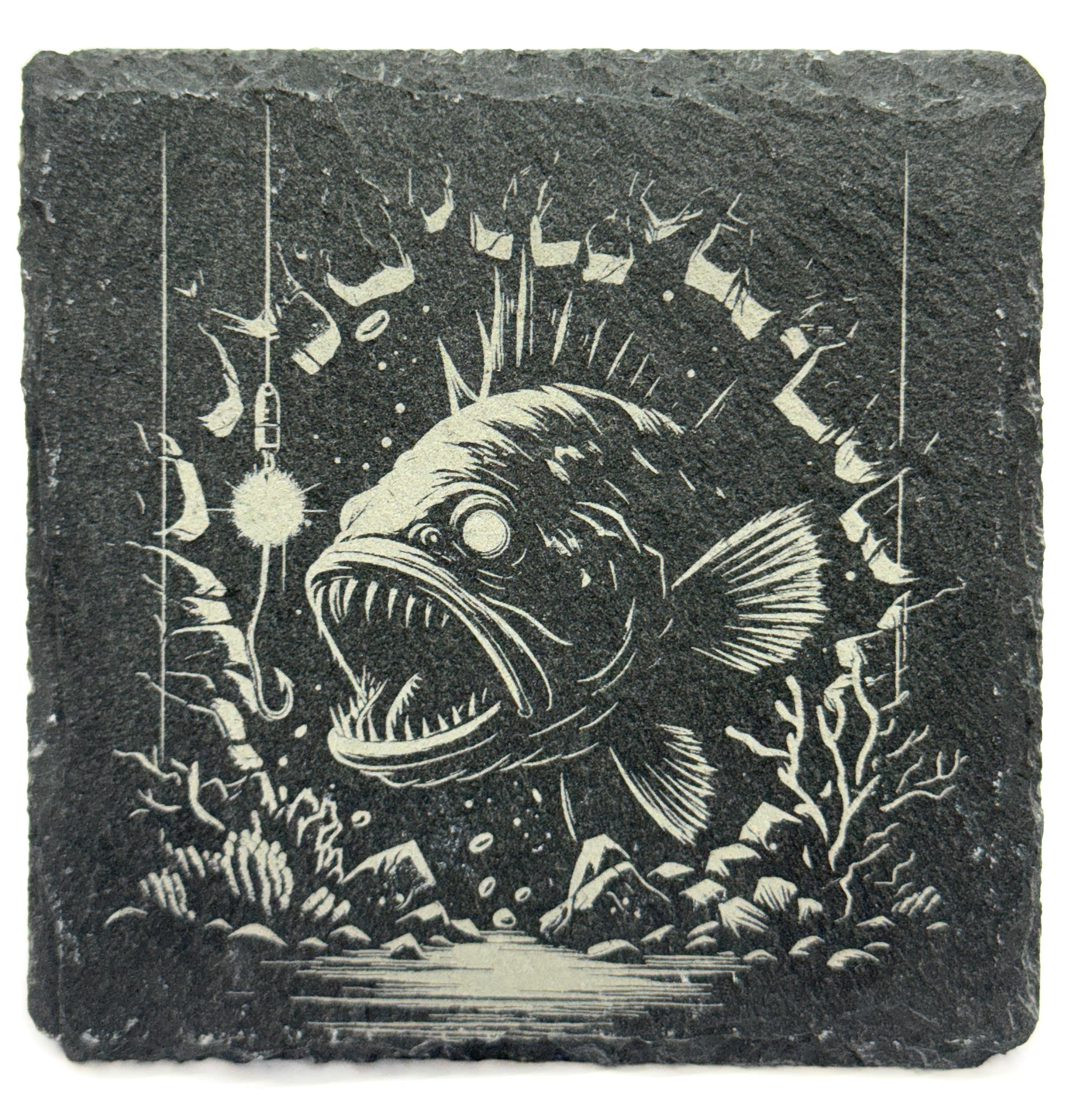 Deep Sea Wonders Slate Coaster Set – Ocean Reef Marine Art (Set of 4)