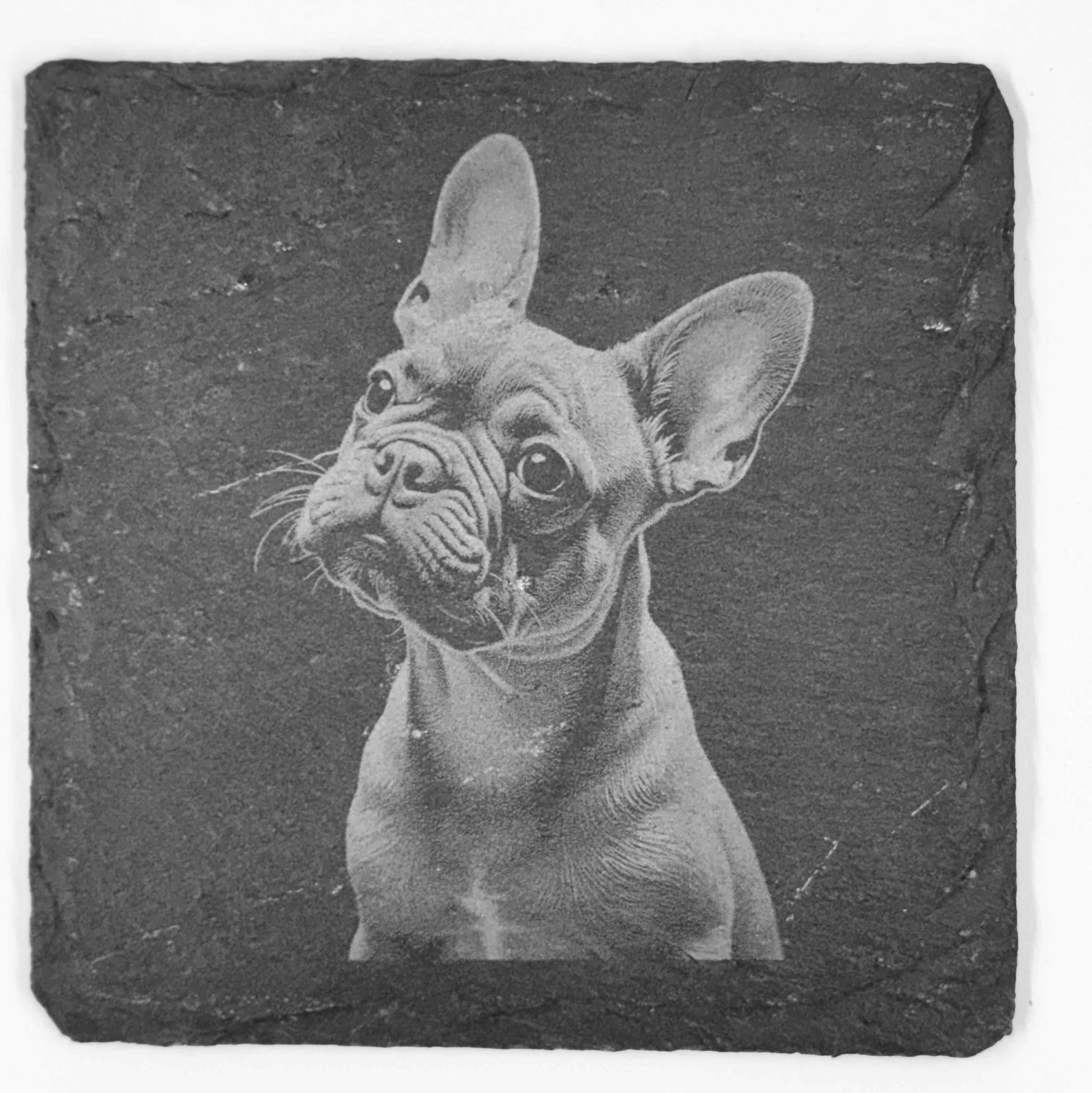 French Bulldog Slate Coaster Set – Cute Frenchie Dog Art (Set of 4)